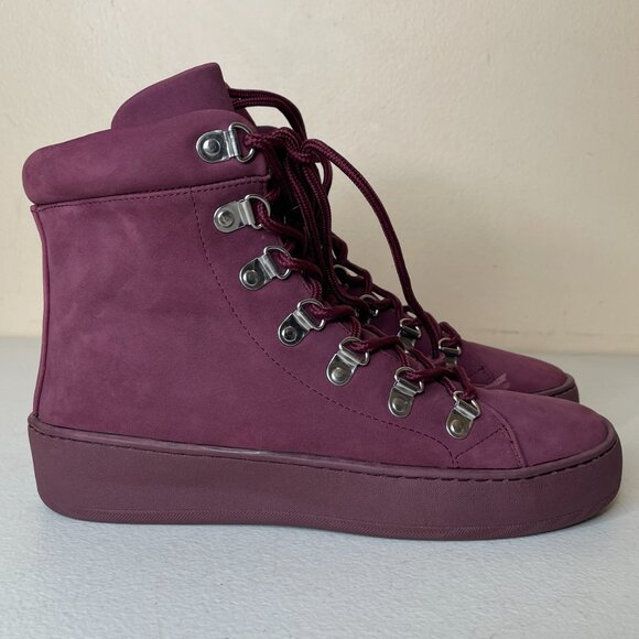 Aerosoles Nubuck Leather Wine Purple Ankle Boots Size 7 - Picture 2 of 16